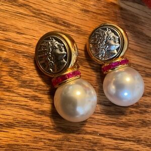 Gold and Silver Pearl Earrings